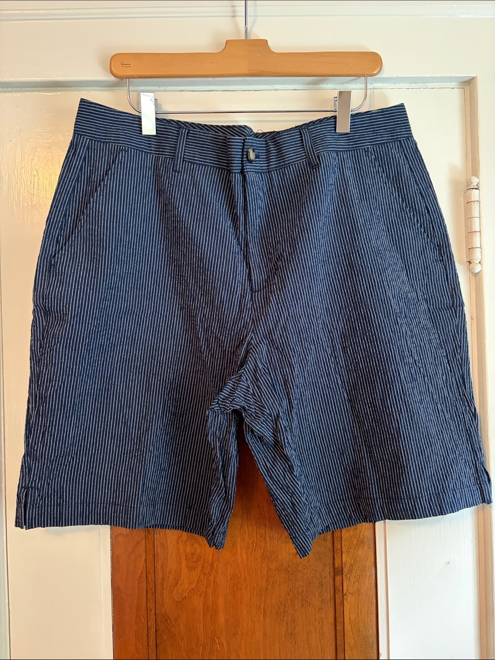 American Tall Seersucker Shorts Navy/Off White
